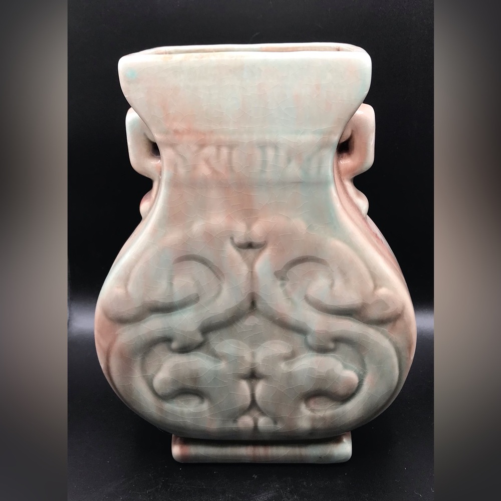 Vintage Ceramic Vase W Pink/blue Glaze MCM style